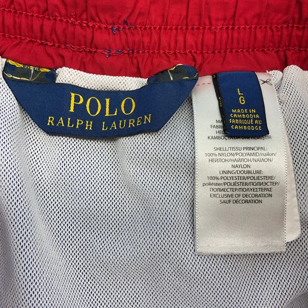 Polo Ralph Lauren Men's Blue Mesh Lined Swim Trunk‎ Shorts Red Pony Logo Large